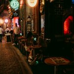 Nightlife scene with people enjoying a drink